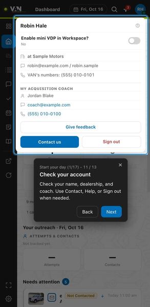 Screenshot: Check your account