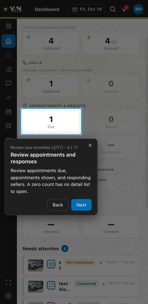 Screenshot: Review appointments and responses