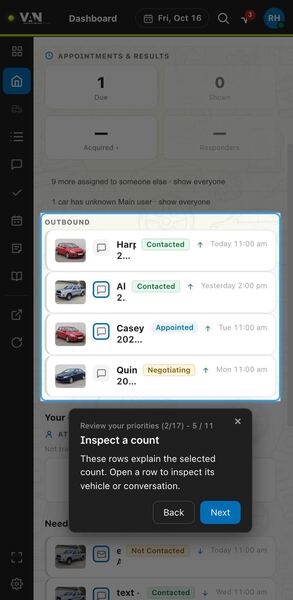 Screenshot: Inspect a count