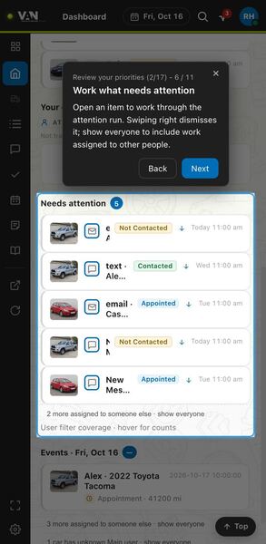 Screenshot: Work what needs attention