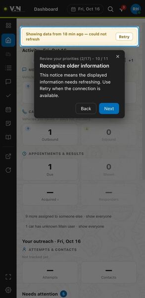 Screenshot: Recognize older information