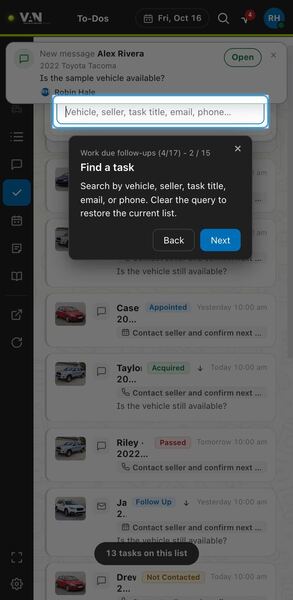 Screenshot: Find a task