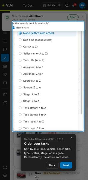Screenshot: Order your tasks