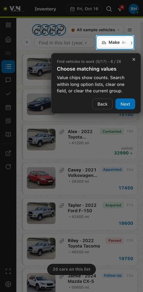 Screenshot: Choose matching values