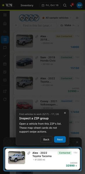 Screenshot: Inspect a ZIP group