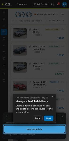 Screenshot: Manage scheduled delivery