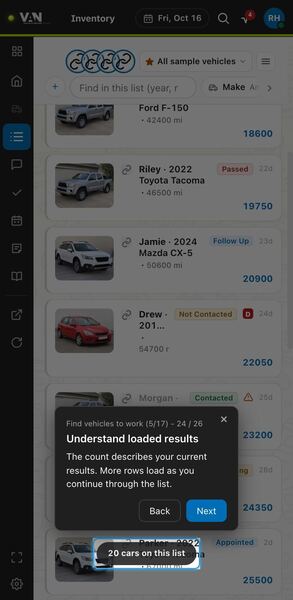 Screenshot: Understand loaded results