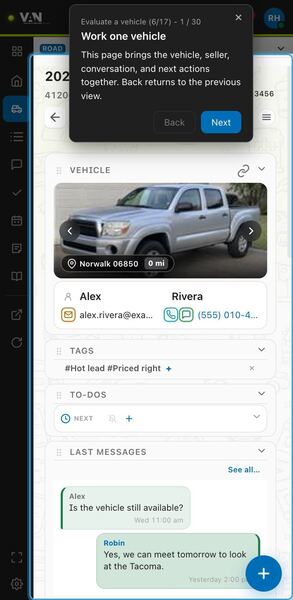 Screenshot: Work one vehicle