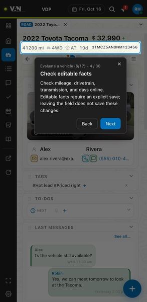 Screenshot: Check editable facts