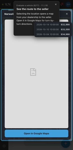 Screenshot: See the route to the seller