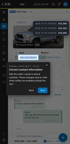 Screenshot: Correct contact information