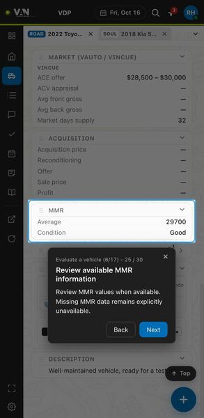 Screenshot: Review available MMR information