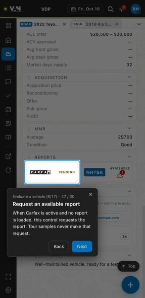 Screenshot: Request an available report