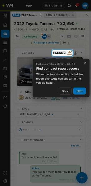Screenshot: Find compact report access