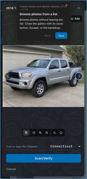 Screenshot: Browse photos from a list