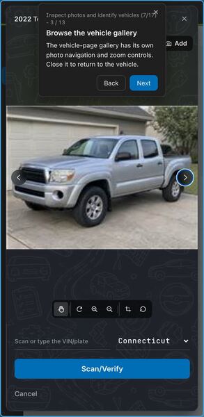 Screenshot: Browse the vehicle gallery