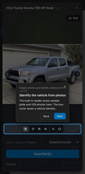 Screenshot: Identify the vehicle from photos