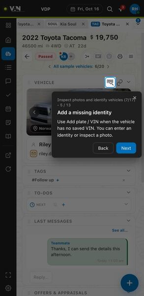 Screenshot: Add a missing identity