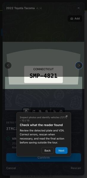Screenshot: Check what the reader found