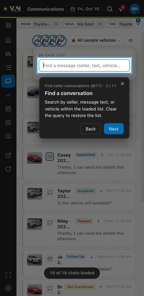 Screenshot: Find a conversation
