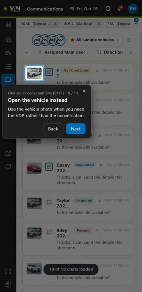 Screenshot: Open the vehicle instead