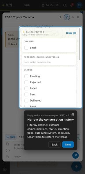 Screenshot: Narrow the conversation history