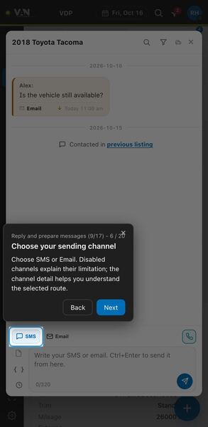 Screenshot: Choose your sending channel