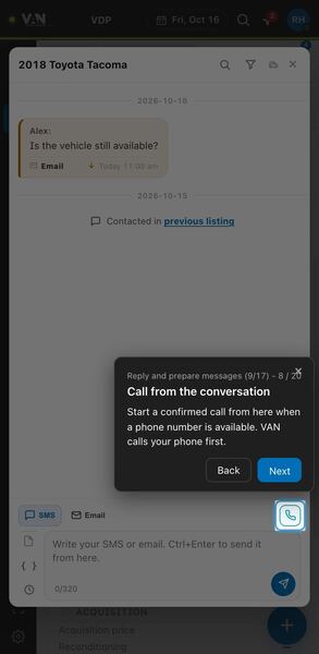 Screenshot: Call from the conversation