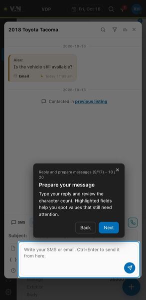 Screenshot: Prepare your message