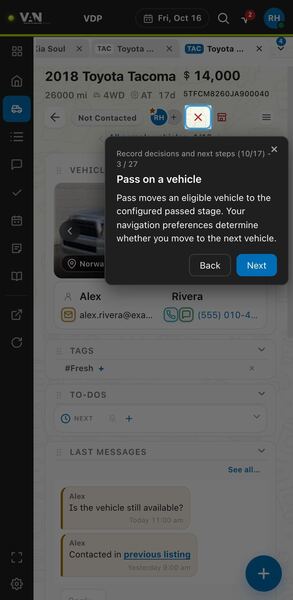 Screenshot: Pass on a vehicle