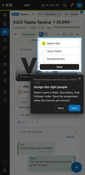 Screenshot: Assign the right people