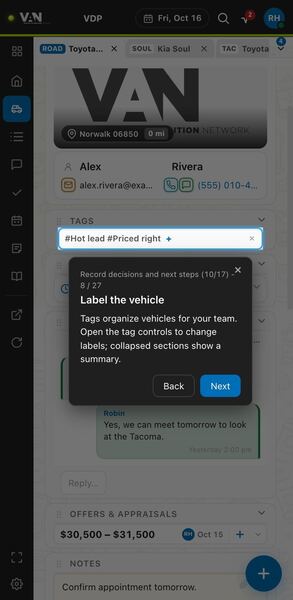 Screenshot: Label the vehicle