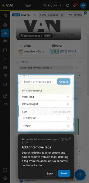 Screenshot: Add or remove tags