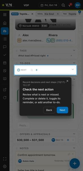 Screenshot: Check the next action