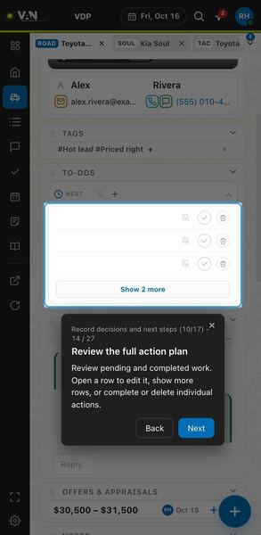 Screenshot: Review the full action plan