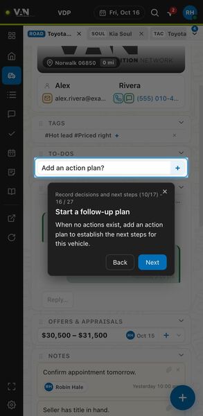 Screenshot: Start a follow-up plan