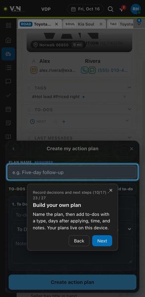 Screenshot: Build your own plan
