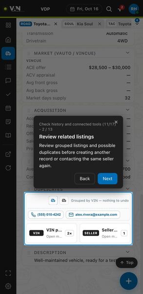 Screenshot: Review related listings