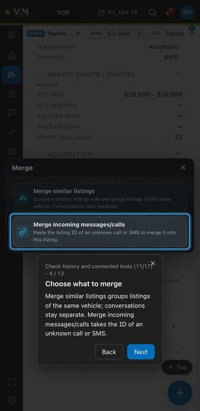 Screenshot: Choose what to merge