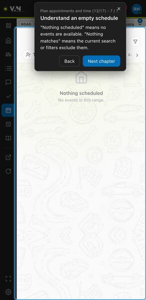 Screenshot: Understand an empty schedule