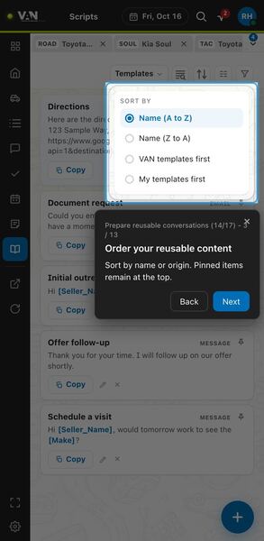 Screenshot: Order your reusable content