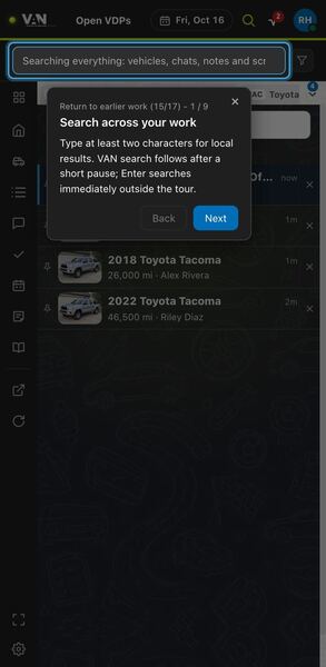 Screenshot: Search across your work