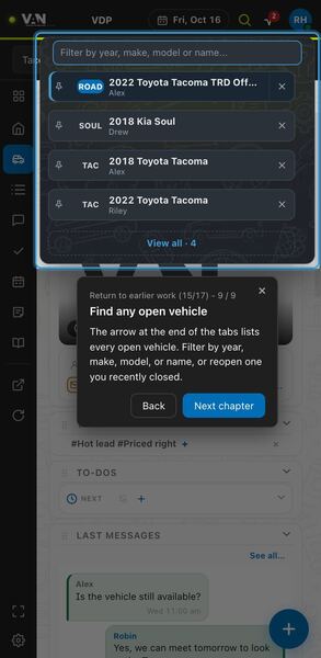 Screenshot: Find any open vehicle