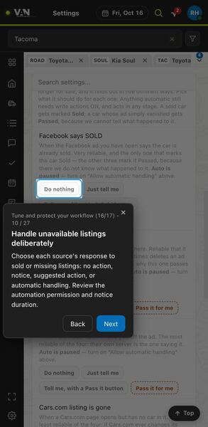 Screenshot: Handle unavailable listings deliberately