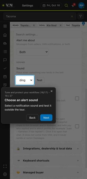 Screenshot: Choose an alert sound