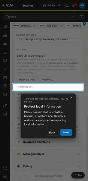 Screenshot: Protect local information
