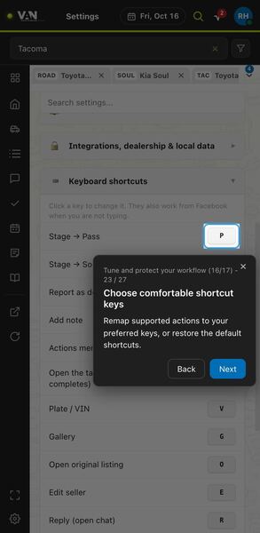 Screenshot: Choose comfortable shortcut keys