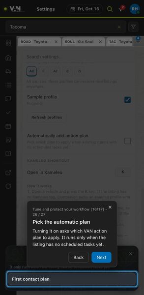 Screenshot: Pick the automatic plan