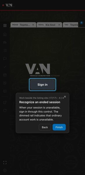 Screenshot: Recognize an ended session