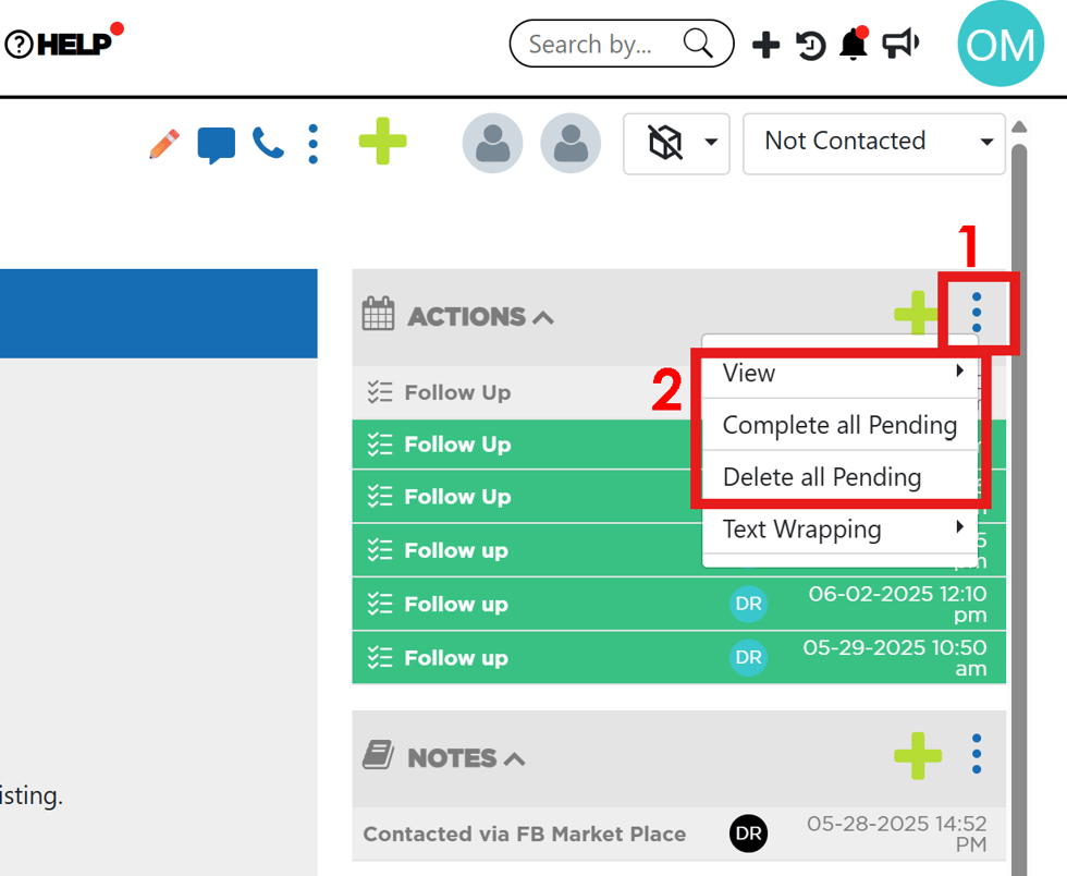 Pending Actions